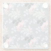 灰色の背景にピンクのバラ ガラスコースター (裏面)