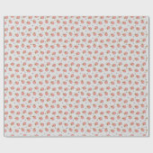 灰色の背景にピンクのリンゴとハート ラッピングペーパー (フラット)