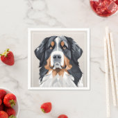 灰色の背景にベルネーゼの山犬 スタンダードカクテルナプキン (インサイチュ)