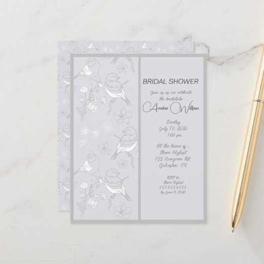 灰色の背景に灰色の鳥 (正面/裏面インサイチュ)