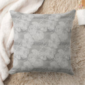 灰色の背景に熱帯抽象芸術の花 クッション (ブランケット)