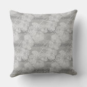 灰色の背景に熱帯抽象芸術の花 クッション (裏面)