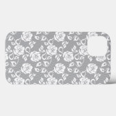 灰色の背景に白いレースパターン Case-Mate iPhoneケース (裏面 (横))
