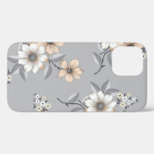 灰色の背景に白と灰色の花模様 Case-Mate iPhoneケース (裏面 (横))