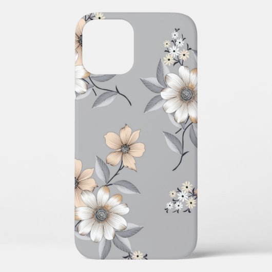 灰色の背景に白と灰色の花模様 Case-Mate iPhoneケース (裏面)