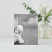 灰色の背景に眠る天使、天使の芸術 ポストカード (スタンド正面)