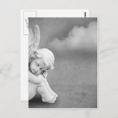 灰色の背景に眠る天使、天使の芸術 ポストカード (正面/裏面)