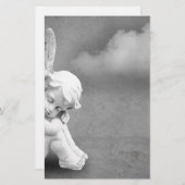 灰色の背景に眠る天使、天使の芸術 便箋 (正面/裏面)