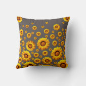 灰色の背景に美しい黄色の花 クッション (裏面)