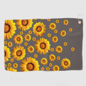 灰色の背景に美しい黄色の花 ゴルフタオル (横)