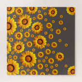 灰色の背景に美しい黄色の花 ジグソーパズル (横)