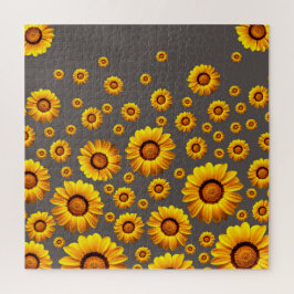 灰色の背景に美しい黄色の花 ジグソーパズル