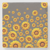 灰色の背景に美しい黄色の花 ストーンコースター (正面)