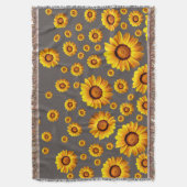 灰色の背景に美しい黄色の花 スローブランケット (正面縦)