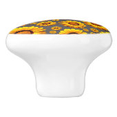 灰色の背景に美しい黄色の花 セラミックノブ (側面)