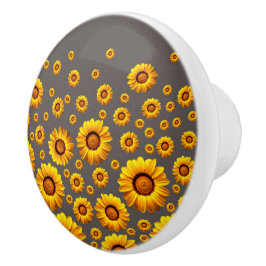 灰色の背景に美しい黄色の花 セラミックノブ