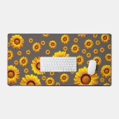 灰色の背景に美しい黄色の花 デスクマット (キーボード&マウス)