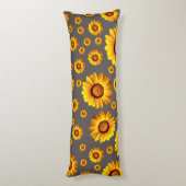 灰色の背景に美しい黄色の花 ボディピロー (裏面 (縦))