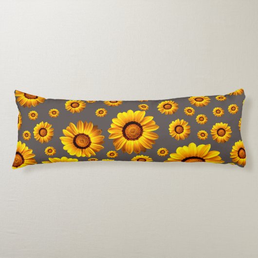 灰色の背景に美しい黄色の花 ボディピロー (正面)