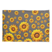 灰色の背景に美しい黄色の花 枕カバー (裏面)