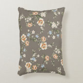 灰色の背景に葉模様のかわいい花 アクセントクッション (正面(垂直))