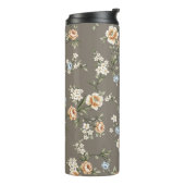 灰色の背景に葉模様のかわいい花 タンブラー (回転左)