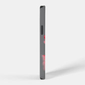 灰色の背景に赤いポピー iPhoneケース (右側面)