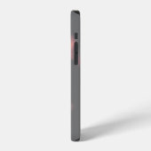灰色の背景に赤いポピー iPhoneケース (左側面)