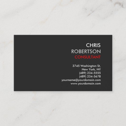 灰色の背景に赤いモダン名刺 名刺 (正面)