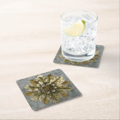 灰色の背景に飾りデマスクロゼット スクエアペーパーコースター (インサイチュ)