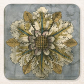 灰色の背景に飾りデマスクロゼット スクエアペーパーコースター (正面)