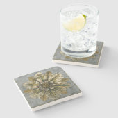 灰色の背景に飾りデマスクロゼット ストーンコースター (横)