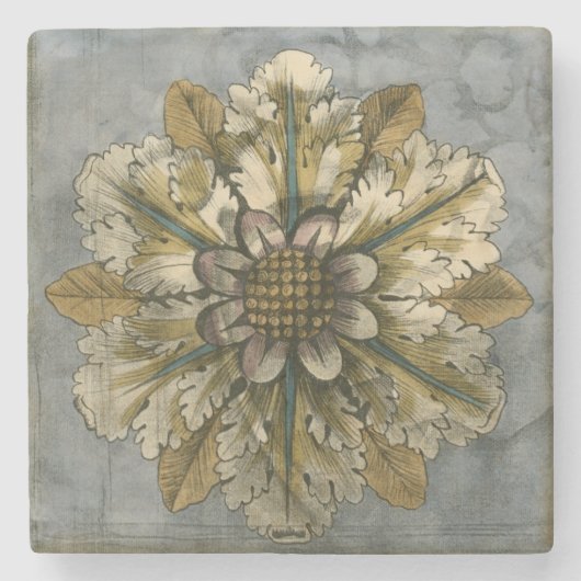 灰色の背景に飾りデマスクロゼット ストーンコースター (正面)