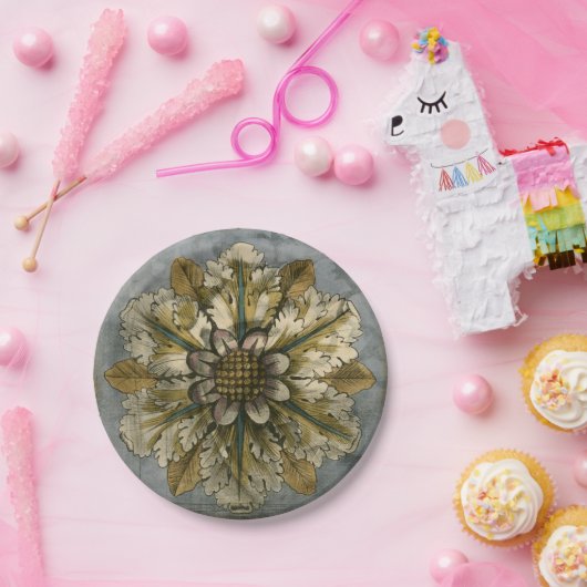 灰色の背景に飾りデマスクロゼット ペーパープレート (パーティー)