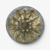 灰色の背景に飾りデマスクロゼット ペーパープレート (正面)