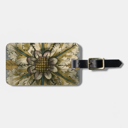 灰色の背景に飾りデマスクロゼット ラゲッジタグ (正面横)