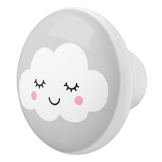 灰色の背景のドア・ノブの睡眠の雲 セラミックノブ (右)