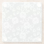 灰色の背景の白いレースパターン ガラスコースター (裏面)