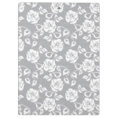 灰色の背景の白いレースパターン クリップボード (裏面)