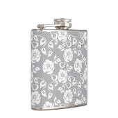 灰色の背景の白いレースパターン フラスク (右)