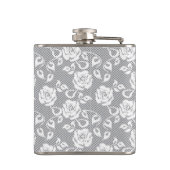 灰色の背景の白いレースパターン フラスク (裏面)