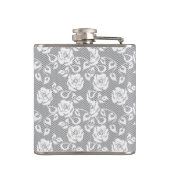 灰色の背景の白いレースパターン フラスク (裏面)