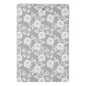 灰色の背景の白いレースパターン ミニクリップボード (裏面)