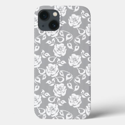 灰色の背景の白いレースパターン Case-Mate iPhoneケース (裏面)