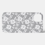 灰色の背景の白いレースパターン Case-Mate iPhoneケース (裏面 (横))