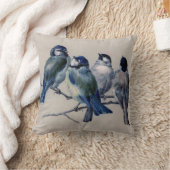 灰色の背景の青い鳥 クッション (ブランケット)