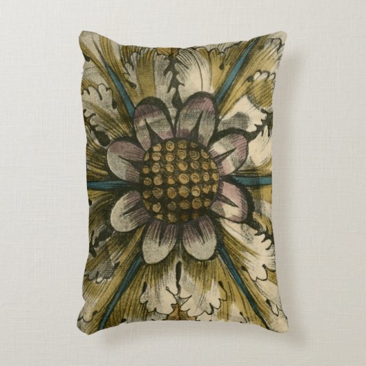 灰色の背景のDemaskの装飾的なロゼット アクセントクッション (正面(垂直))