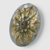 灰色の背景のDemaskの装飾的なロゼット ラージ壁時計 (傾斜)