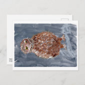 灰色の背景はがき付き小型フクロウ ポストカード (正面/裏面)