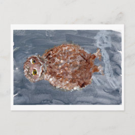 灰色の背景はがき付き小型フクロウ ポストカード